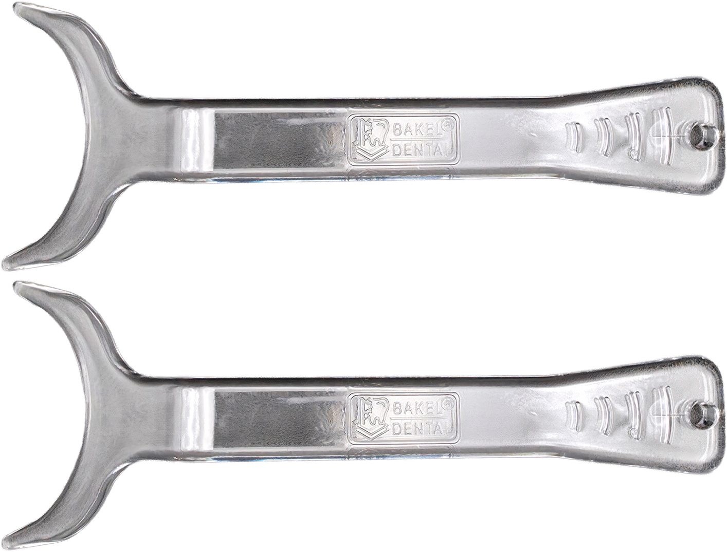 Retractor oclusal curvo transparente con 2 piezas