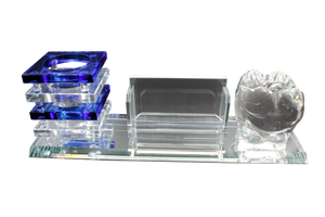 Porta pluma con tarjetero de cristal