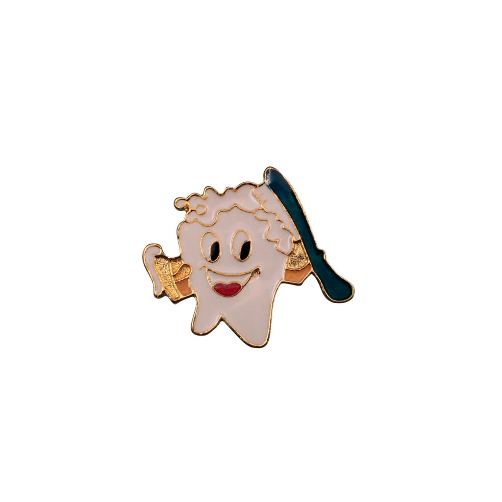 Prendedor metálico de muela con cepillo